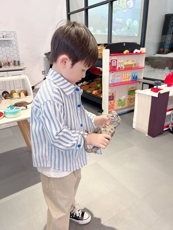 Kids Shirt Clothes Spring Thin Blouses Clothing Infant Boy Striped Cotton Tops 1 2 3 4 Years Kids Long Sleeves Shirt