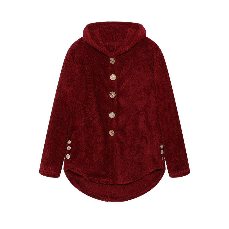 Fashion Trend Autumn and Winter Press-pleated Printed Turn-collar Long-sleeved Shirt Two-piece Furry Coat