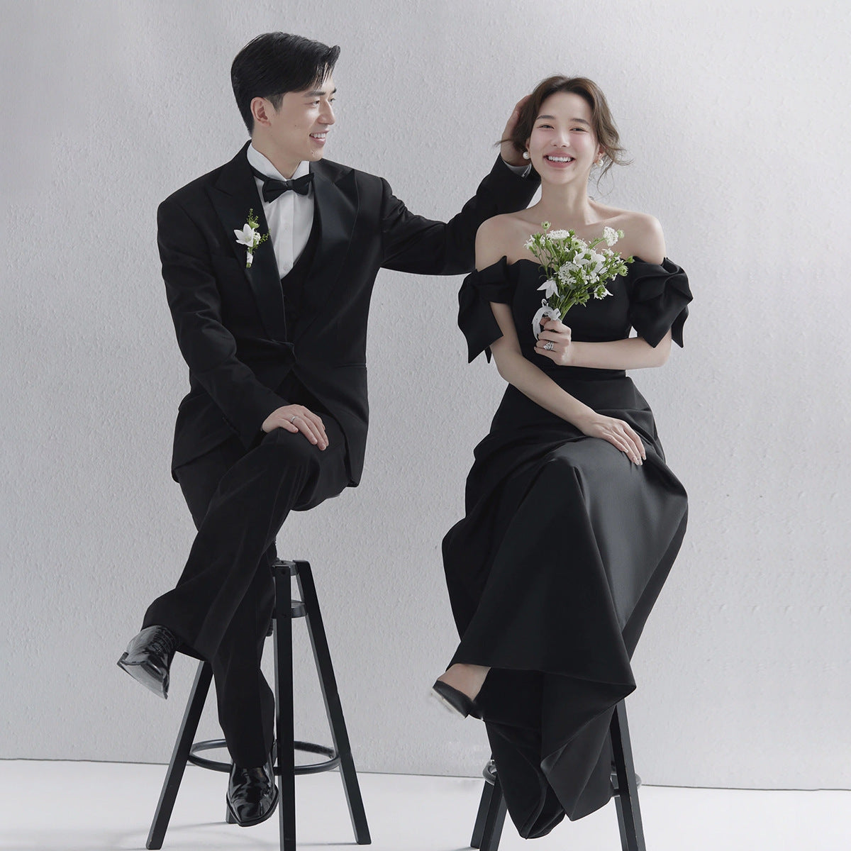 Wedding Dresses Sweet Bow Off The Shoulder For Women 2025 Satin Black Evening Dress Elegant Floor-length Simple Wedding Shooting