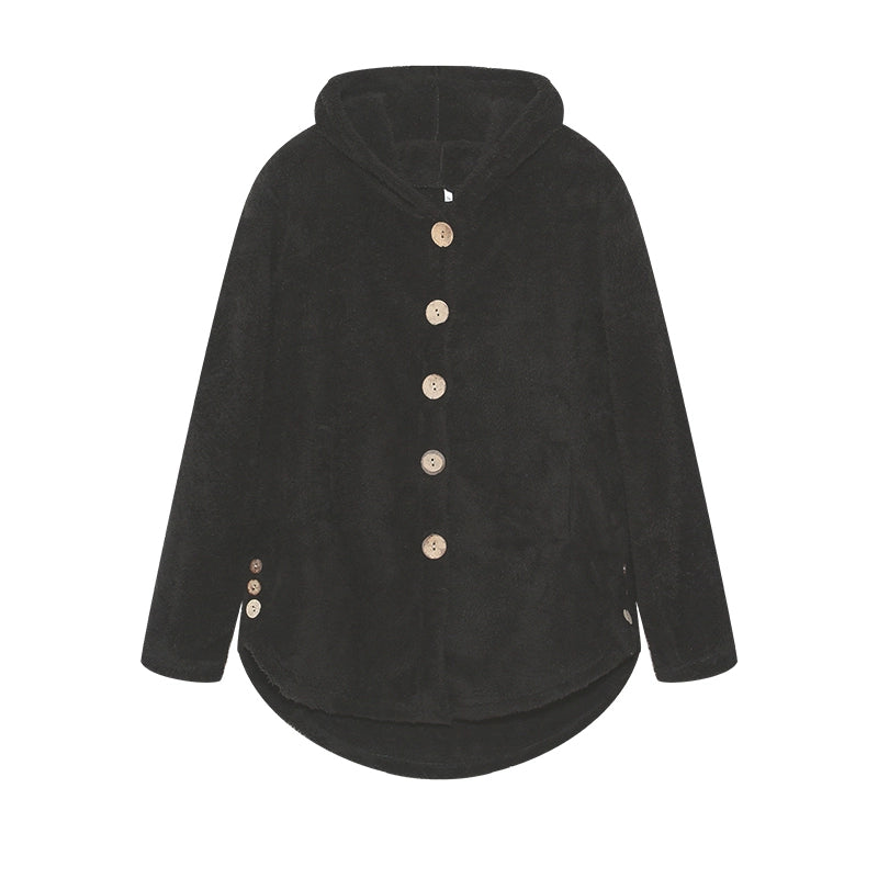 Fashion Trend Autumn and Winter Press-pleated Printed Turn-collar Long-sleeved Shirt Two-piece Furry Coat