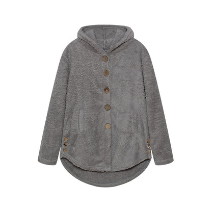 Fashion Trend Autumn and Winter Press-pleated Printed Turn-collar Long-sleeved Shirt Two-piece Furry Coat