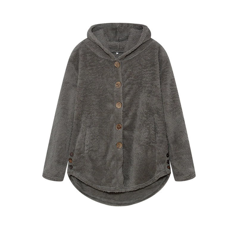 Fashion Trend Autumn and Winter Press-pleated Printed Turn-collar Long-sleeved Shirt Two-piece Furry Coat