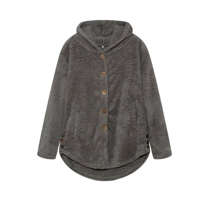 Fashion Trend Autumn and Winter Press-pleated Printed Turn-collar Long-sleeved Shirt Two-piece Furry Coat