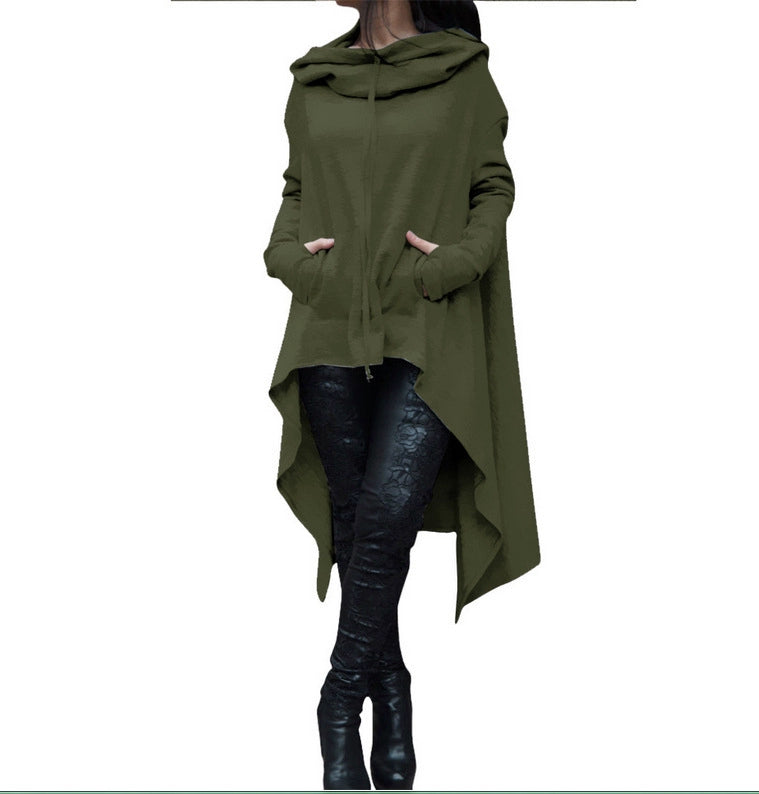 Fashion Trends New European and N Pure Color Long Hoodie