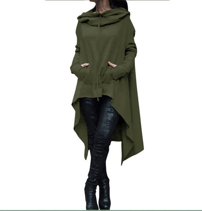 Fashion Trends New European and N Pure Color Long Hoodie