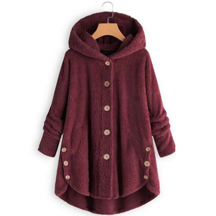 Fashion Trend Autumn and Winter Press-pleated Printed Turn-collar Long-sleeved Shirt Two-piece Furry Coat