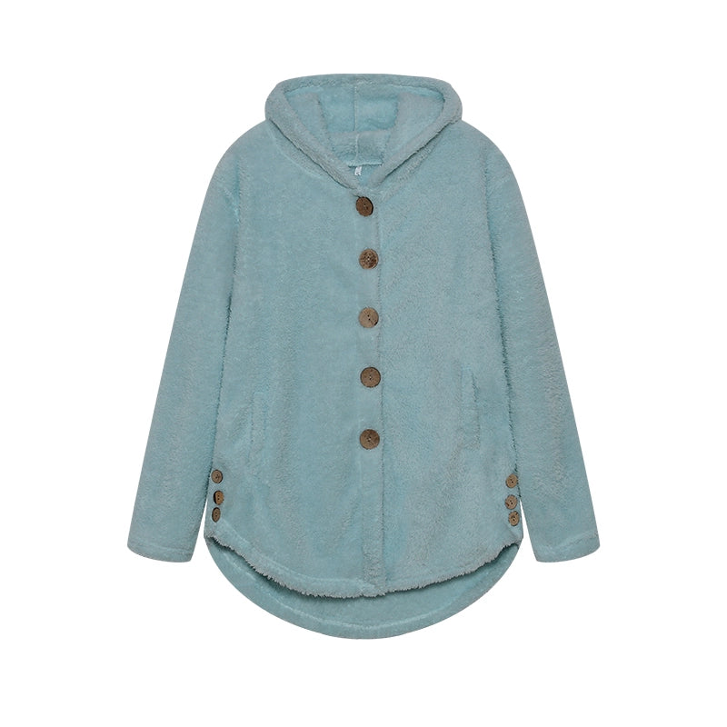 Fashion Trend Autumn and Winter Press-pleated Printed Turn-collar Long-sleeved Shirt Two-piece Furry Coat