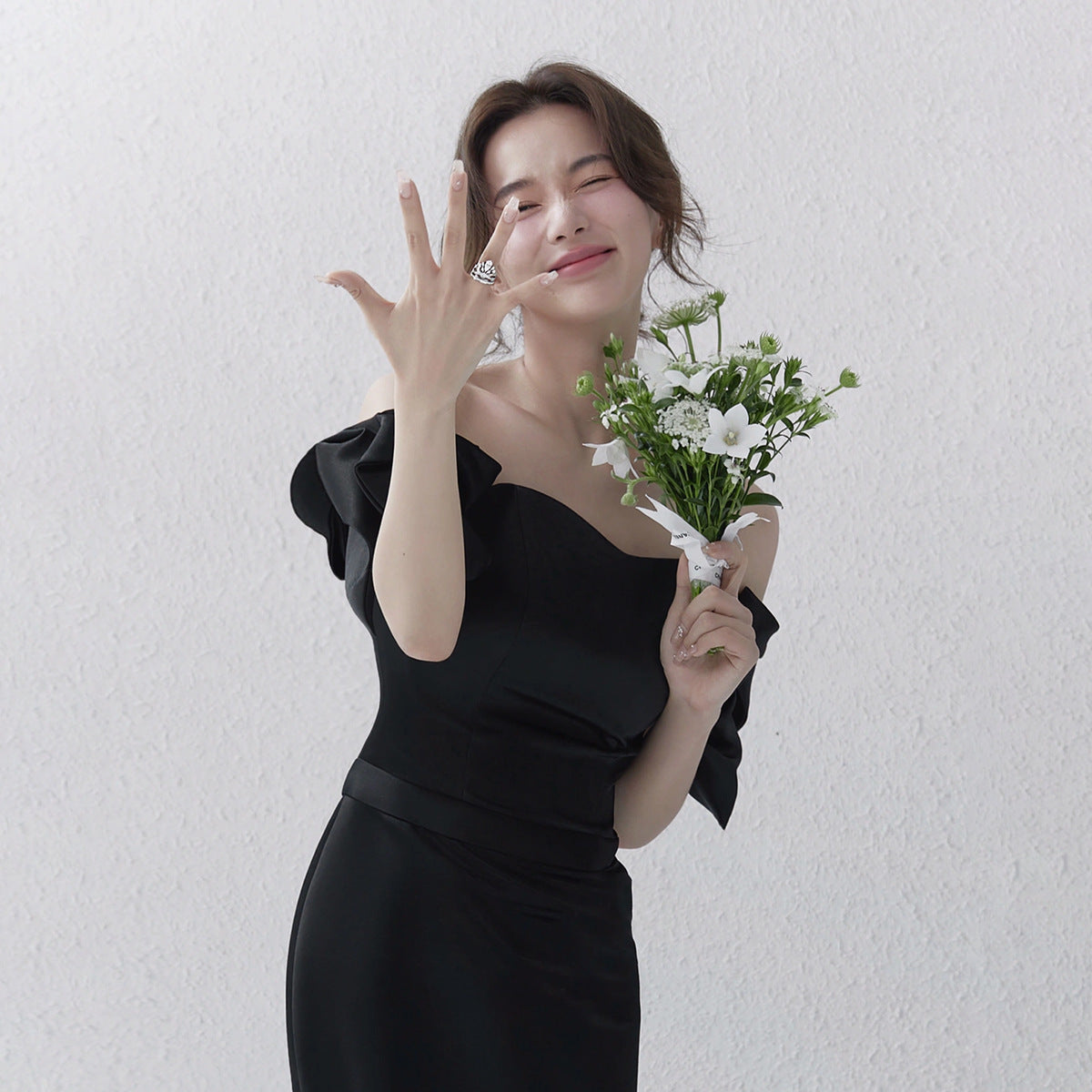 Wedding Dresses Sweet Bow Off The Shoulder For Women 2025 Satin Black Evening Dress Elegant Floor-length Simple Wedding Shooting