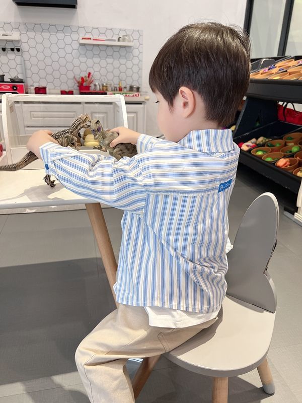 Kids Shirt Clothes Spring Thin Blouses Clothing Infant Boy Striped Cotton Tops 1 2 3 4 Years Kids Long Sleeves Shirt