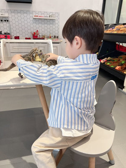 Kids Shirt Clothes Spring Thin Blouses Clothing Infant Boy Striped Cotton Tops 1 2 3 4 Years Kids Long Sleeves Shirt