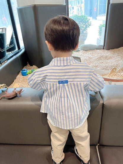 Kids Shirt Clothes Spring Thin Blouses Clothing Infant Boy Striped Cotton Tops 1 2 3 4 Years Kids Long Sleeves Shirt
