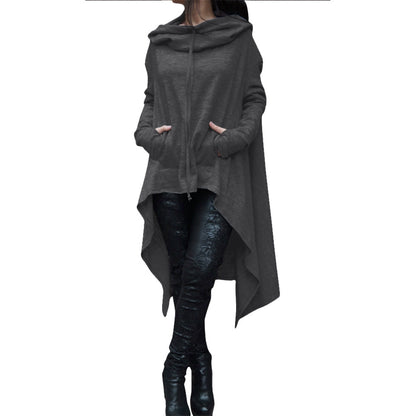 Fashion Trends New European and N Pure Color Long Hoodie