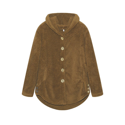 Fashion Trend Autumn and Winter Press-pleated Printed Turn-collar Long-sleeved Shirt Two-piece Furry Coat