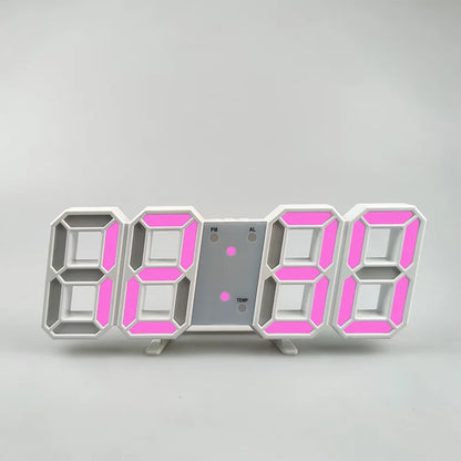3D Digital Alarm Clock Wall LED Clock Desk Alarm Clock with Temperature for Home Kitchen Office