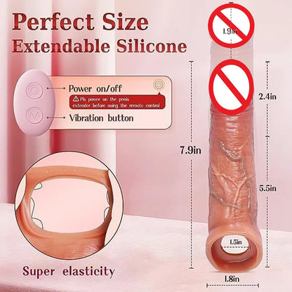 Remote Control Vibration Penis Extension cock Sleeve Silicone Reusable Condom For Men Sex Toys Penis Enlargement