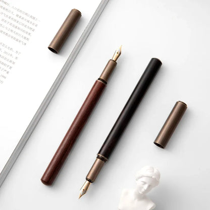 Luxury Retro Wood Bronze Fountain Pen Office Business Writing Art Calligraphy Ink Pens 0.5mm School Student Stationery Gifts
