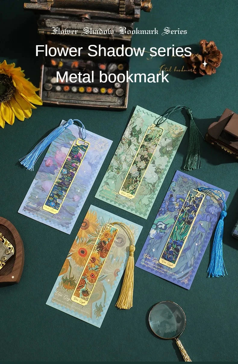 1 Pc Metal Sunflower Hollow Bookmark Chinese Style Creative Painted Book Holder Tassel Pendant Kids Stationery School Supplies