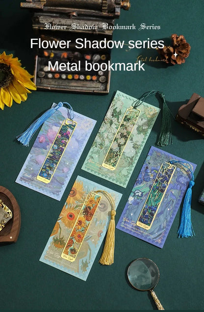 1 Pc Metal Sunflower Hollow Bookmark Chinese Style Creative Painted Book Holder Tassel Pendant Kids Stationery School Supplies