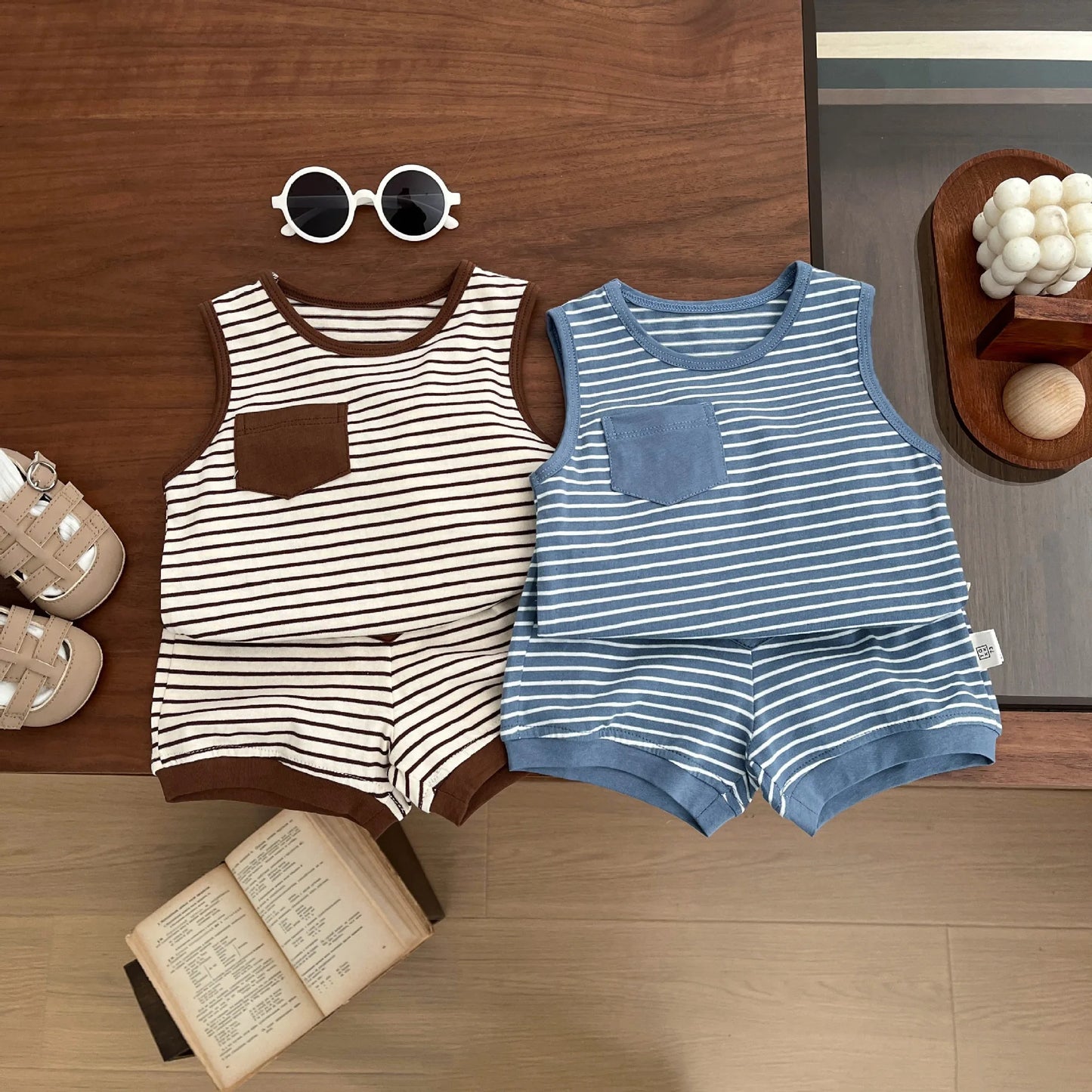 Kids Clothing Set Children's Top and Bottom Stripe Clothes set Two Pieces Summer Toddler Outfit for Kids Boys Girls sports suits