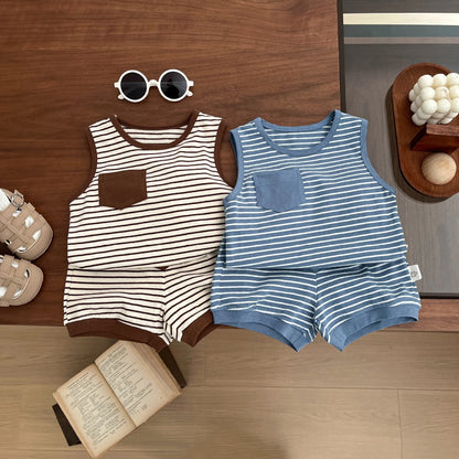 Kids Clothing Set Children's Top and Bottom Stripe Clothes set Two Pieces Summer Toddler Outfit for Kids Boys Girls sports suits
