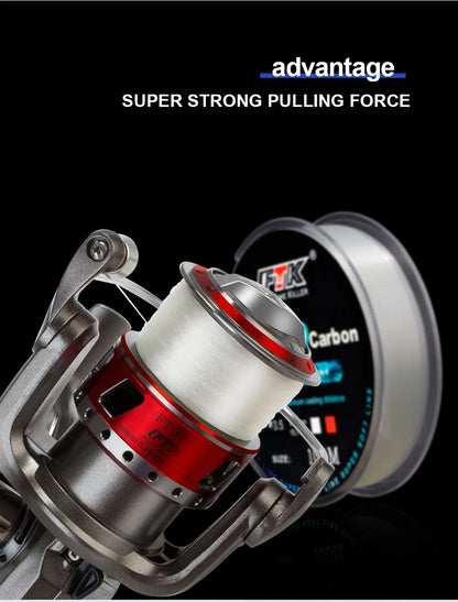 خيط صيد FTK 100M مطلي بالفلوروكربون، 0.14 مم - 0.5 مم، 4.13 رطل - 34.32 رطل، خيط صيد سمك الشبوط أحادي الشعيرات من ألياف الكربون، خيط صيد غاطس