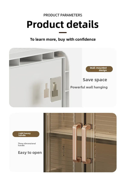 Bathroom Wall Cabinet - No-Drill Magnetic Door Storage Shelf with Dustproof Design, Hanging Organizer for Shower & Toiletries