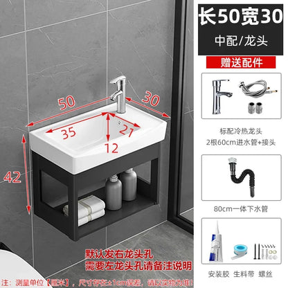 Bathroom Vanity with Sink Toilet Simple Small Apartment Household Wall-mounted Storage Balcony Washbasin Cabinet with Mirror