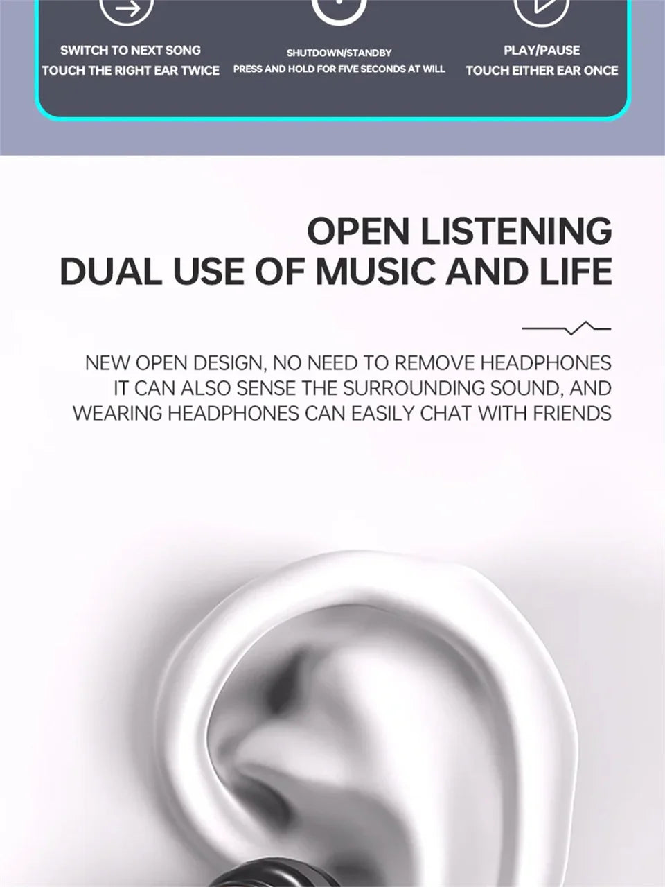 Wireless Bluetooth Headphones TWS Headsets With Mic Stereo Sport In-ear Earphone Touch Control Long Standby HD Call Earbuds Game