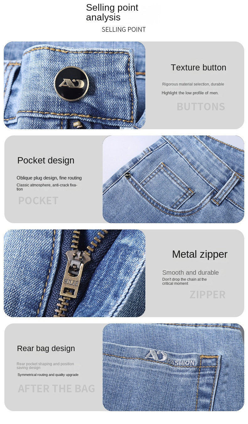 2024 Thin or Thick Material Slim Fit Men's Luxury Classic Style Men Jeans Business Stretch Denim Male Trousers Clothing