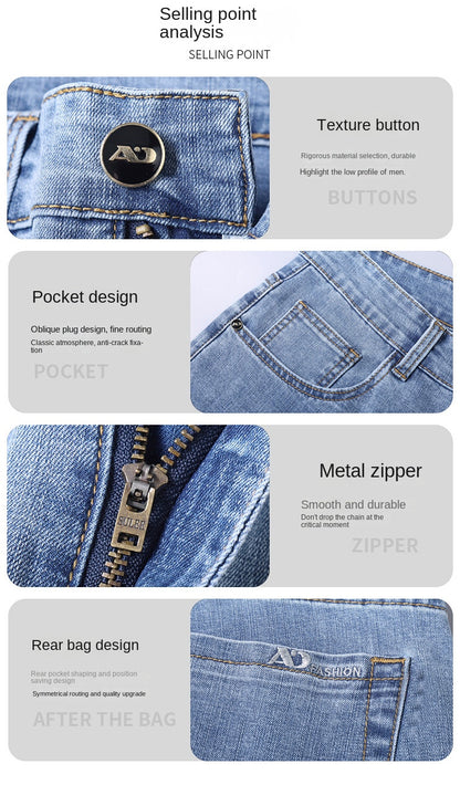 2024 Thin or Thick Material Slim Fit Men's Luxury Classic Style Men Jeans Business Stretch Denim Male Trousers Clothing