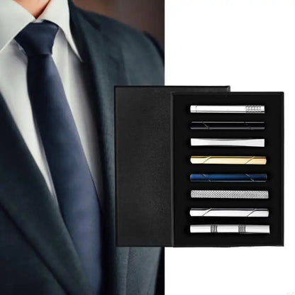 A52E Pack of 8 Stylish Tie Fasteners Men Tie Clip Set for Men Enhances Your Professional Images with These Simple Accessories