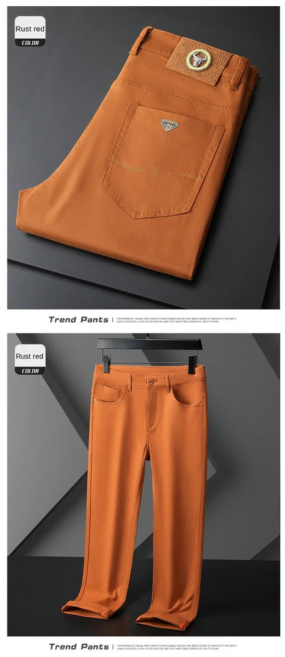 Seven-Color Stretch Jean Men's Trendy Wild Simple 97% Cotton High-End Slim-Fitting Small Straight Casual Men's Clothing Trousers