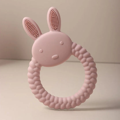 Cute Baby Rabbit Baby Toy Food Grade Safe Silicone Toothbrush bunny Teether Toy Teething Set