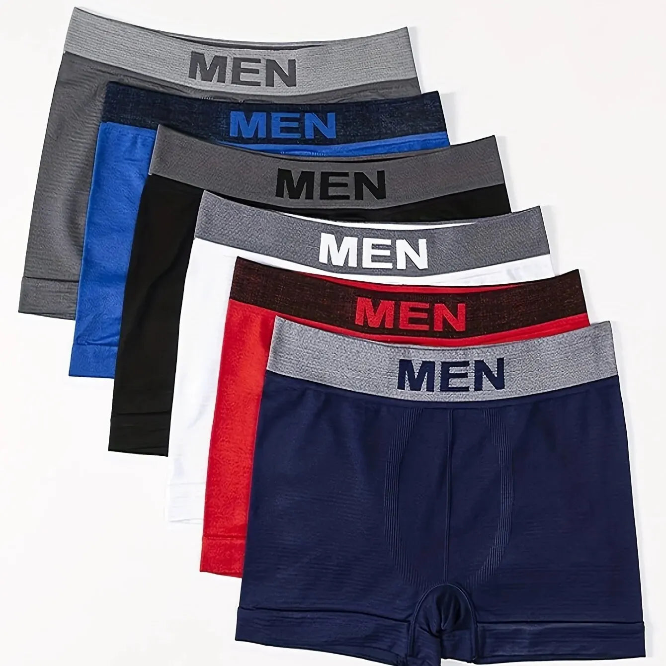 5 PCs Men's High Elastic Plain Color Comfortable Boxer Briefs Panties Breathable Pantyhose