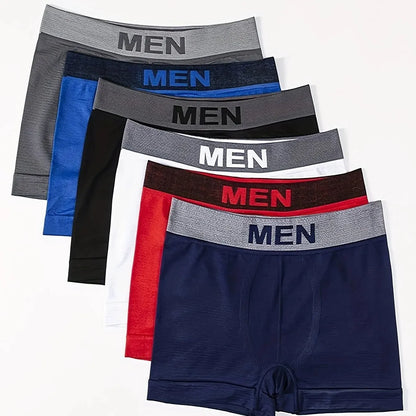 5 PCs Men's High Elastic Plain Color Comfortable Boxer Briefs Panties Breathable Pantyhose