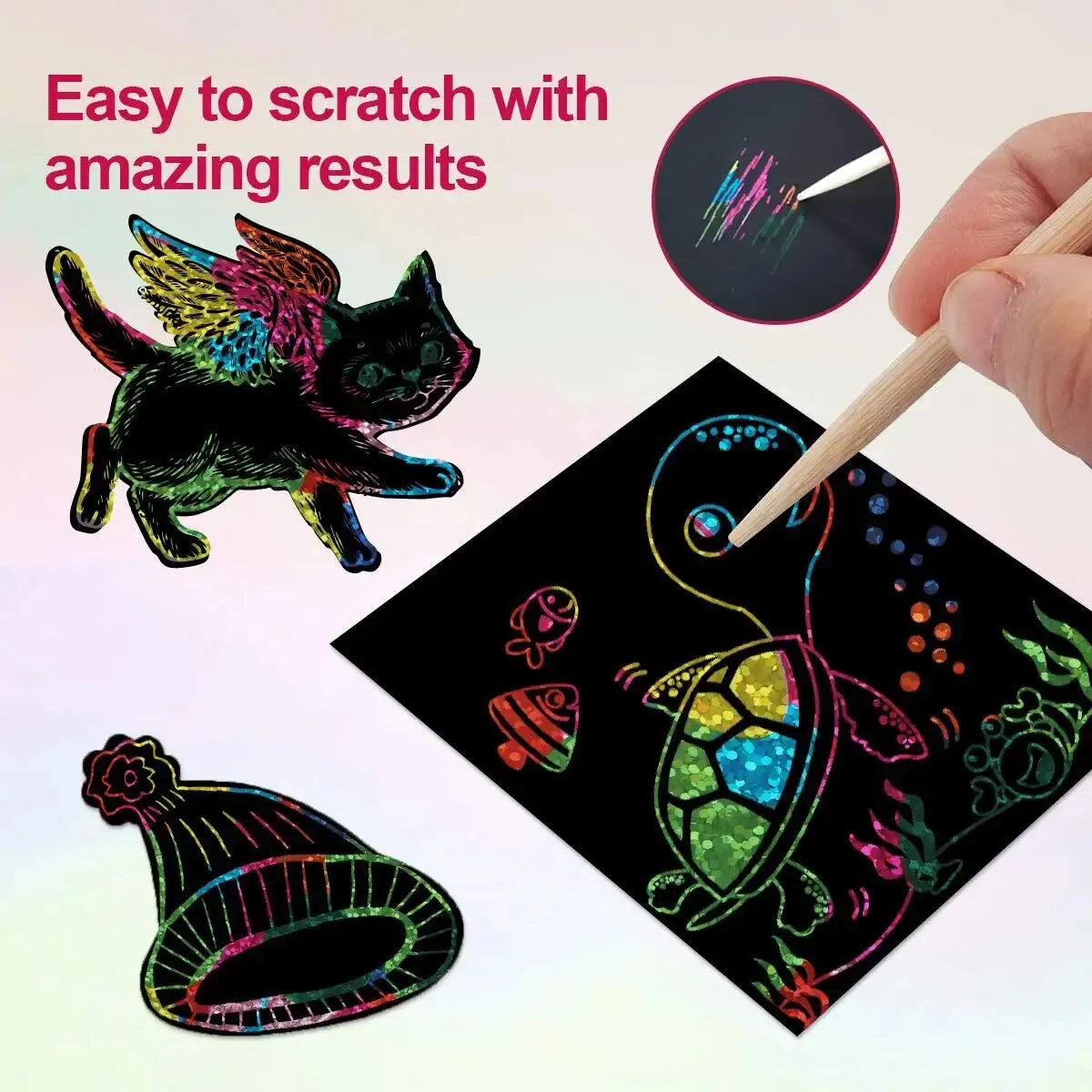 Dazzling Scratch Painting Parent Child Interactive Toys Note Cards Handmade Painting