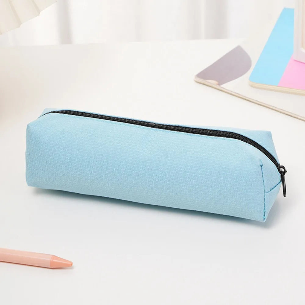 1pc Small Solid Color Simple Zipper  Pencil Case Mini Pen Bags Stationery for School Office Suppliers