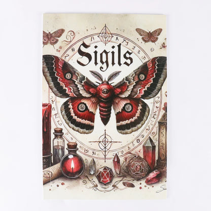 1pc Vintage Occult Grimoire - Sigils & Mystical Symbols Guide, Dark Art Ritual Book with Moons, Pentagrams & Butterfly Design