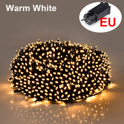 10M-100M Fairy Lights LED String Garland Christmas Light Waterproof Outdoor Indoor For Tree Street Wedding Party 2024 Decoration