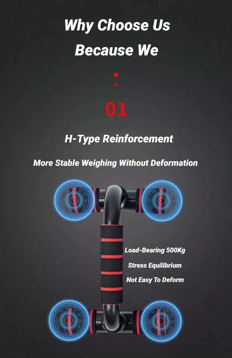 2Pcs Non-Slip Push-Up H-Shaped Support Bar Stand Home Fitness Gym Handles Pushup Bars Exercise Arm Chest Muscle Training Bracket