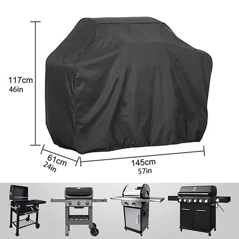 BBQ Gas Grill Cover UV Protective Durable Convenient Fits Weber Char-Broil Grill Furniture Cover Black