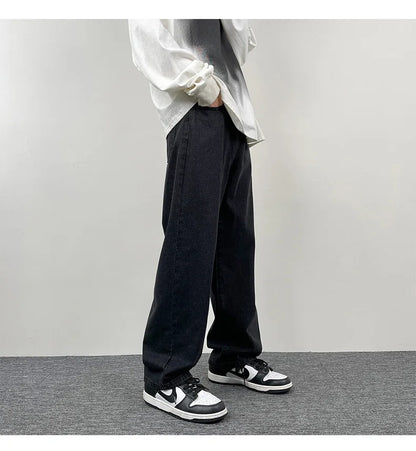 2025 New Men's Jeans | Korean Euro US Style | Straight & Wide Leg Denim Pants | Trendy Solid Color & Black Design