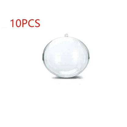 10Pc Christmas Transparent Ball Plastic Christmas Trees Open Ball Box Bauble Ornament Wedding Gift Present Party Home Decoration