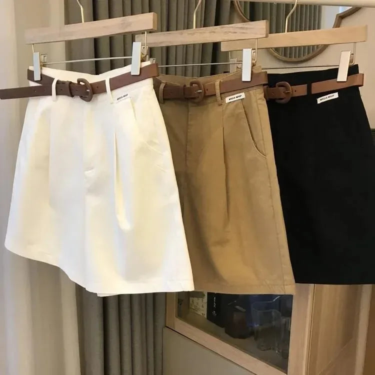 Cargo wide leg pants female summer new style thin five cent pants loose all match high waist casual pants