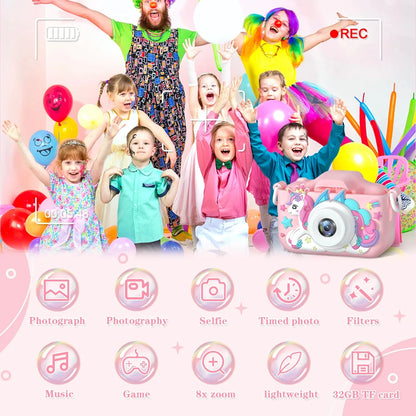 Summer Children Camera 1080P HD Toddler Digital Video Camera 2.0-inch Kids Camera with Silicone Cases Toys for Christmas Gifts