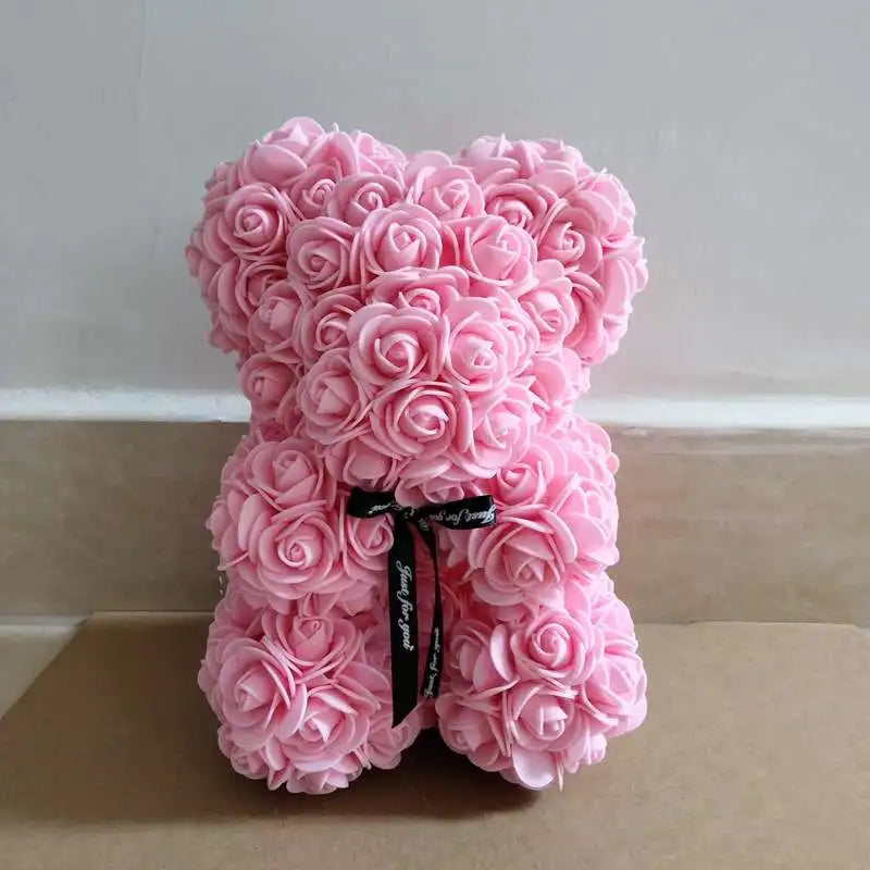 Romantic Valentine's Day Creative Eternal Flower Rose Bear Christmas Gift Rose Bear Hug Bear Wedding Flower Decoration Gift
