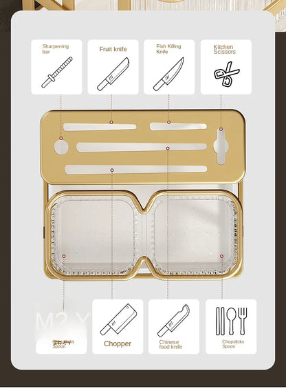 Kitchen knife rack, chopstick holder, wall-mounted multifunctional countertop, cutting board, and tool storage rack