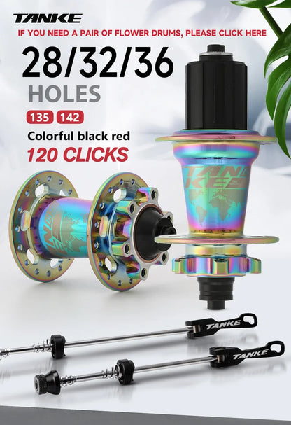 TANKE 120 Click Hub 6 Bearing MTB Mountain Bike Hub Front Rear 28 32 36 Holes QR Thru-axle Exchange Disc Brake Bicycle Hubs HG