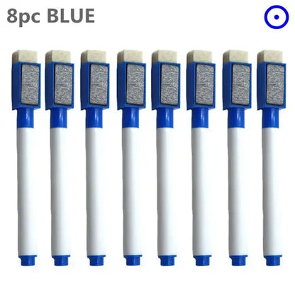 8PC Magnetic Colorful Whiteboard Pen Black White Board Markers Built In Eraser School Supply children's Graffiti Drawing pen