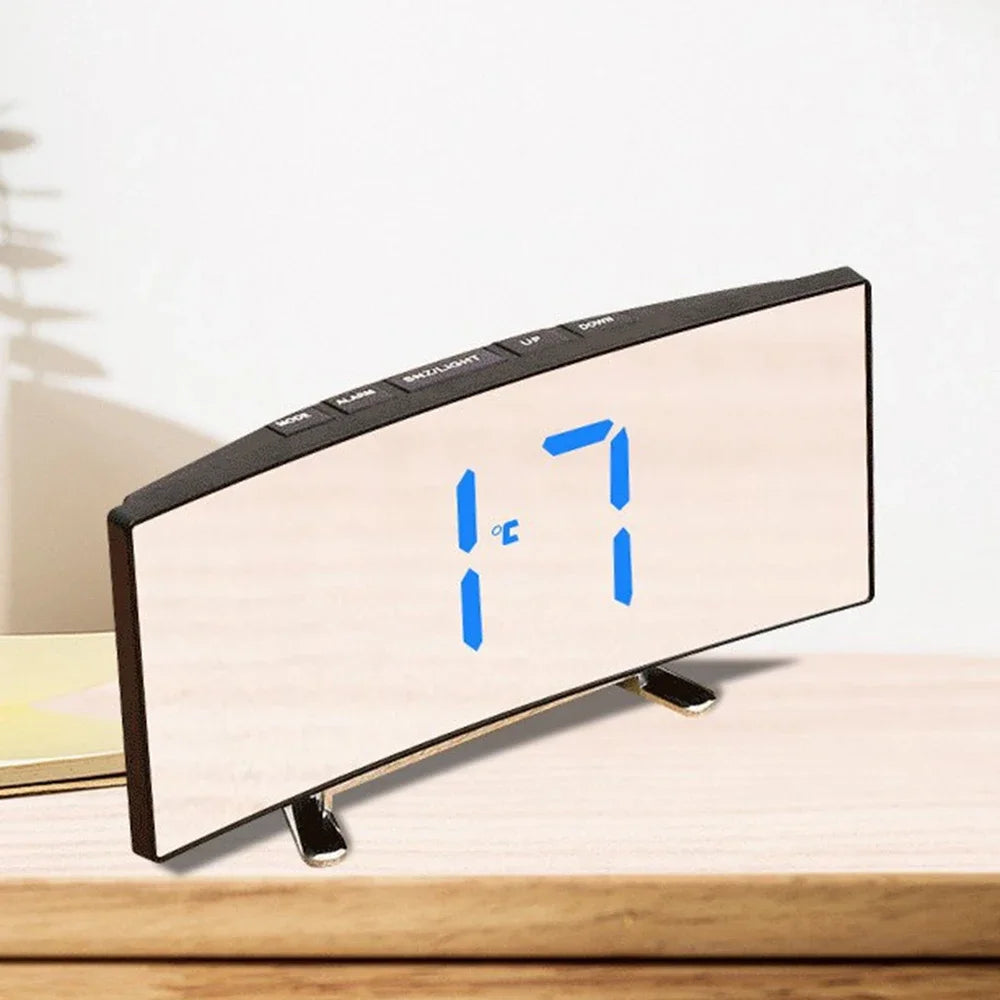 LED Curved Screen Luminous Electronic Clock Mirror Clock Living Room Large Screen Alarm Clock Home Decoration